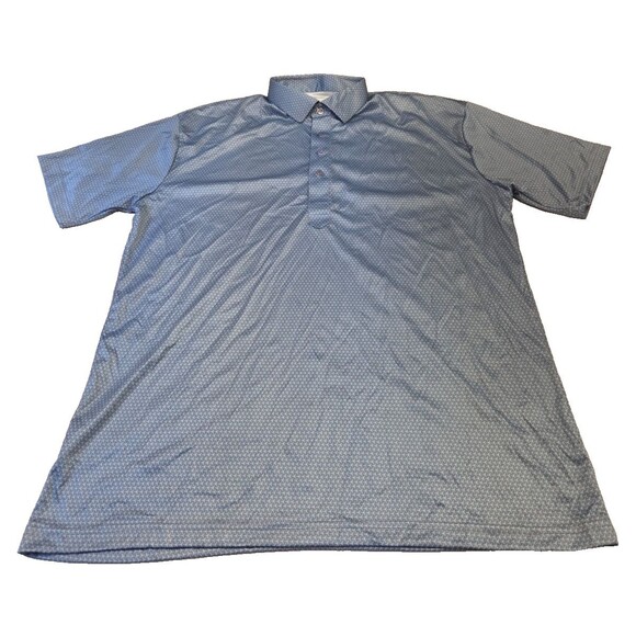 NWOT Collars & Co Mens XL Dress Collar Polo Shirt Slate Blue Geo Print Golf - Picture 2 of 8